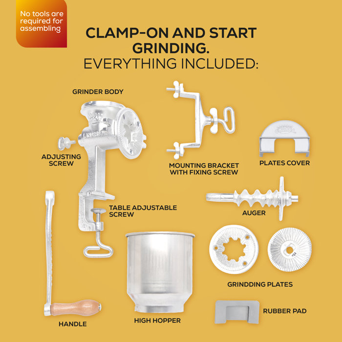 Corona Cast Iron Corn, Wheat and Grain Mill with High Hopper, Manual Grain Grinder, Grain Mill